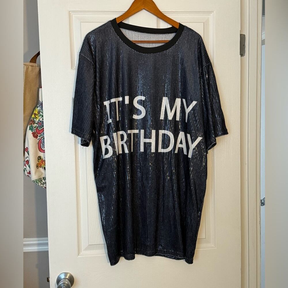 Sequin Happy Birthday shirt size XXL